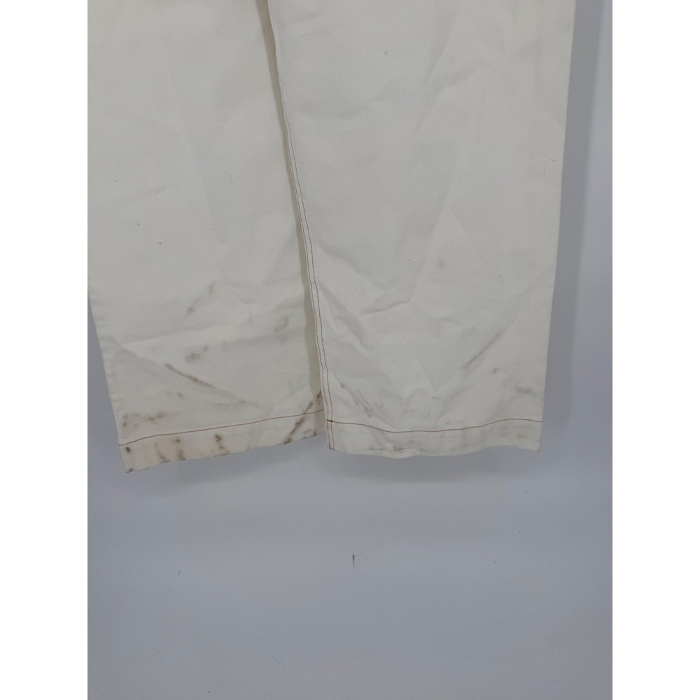 Ba&sh White Denim Wide Leg Overalls Contrast Stitch Brass Buttons Size M - Picture 7 of 11
